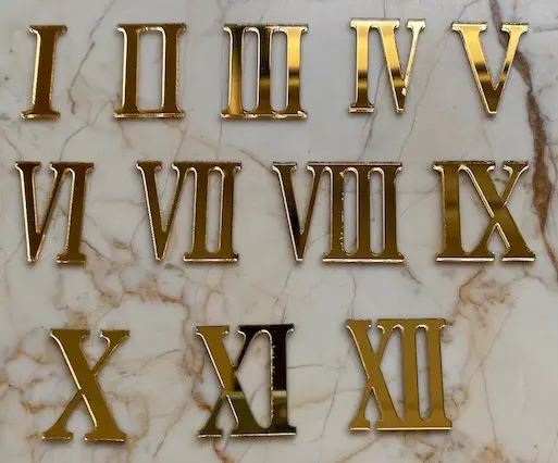 ACRYLIC ROMAN NUMBERS GOLD 32 MM.